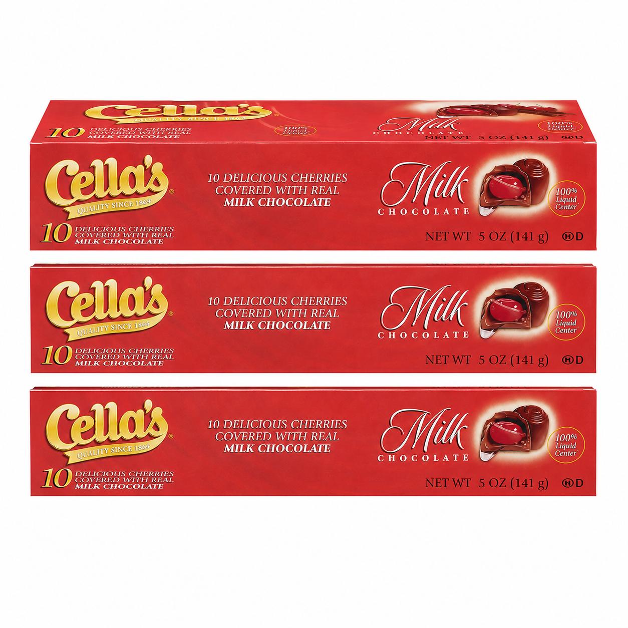 Cella’s Milk Chocolate Covered Cherries, 5 oz Boxes (3-Pack) - Chella