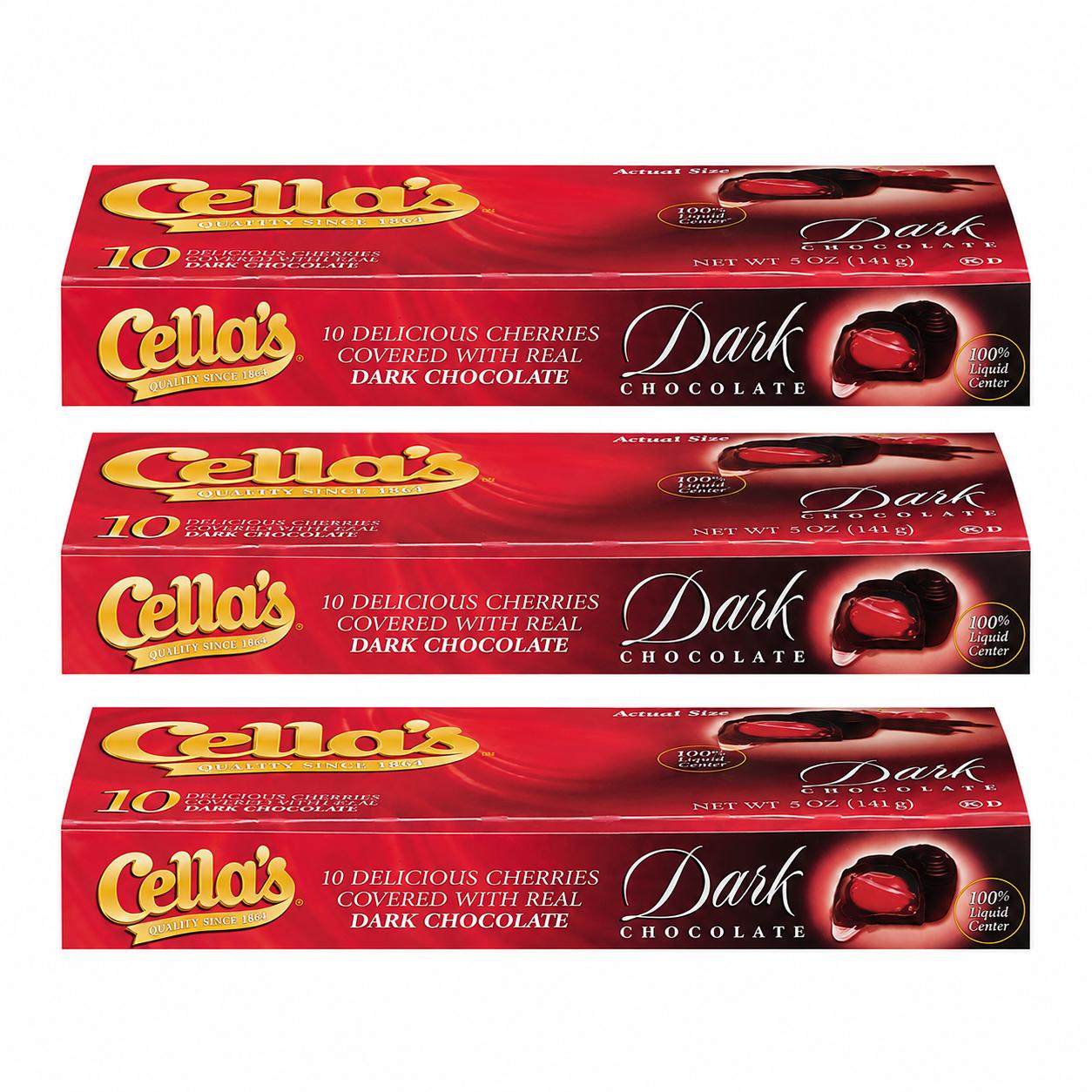 Cella’s Dark Chocolate Covered Cherries, 5 oz Boxes (3-Pack) - Cella