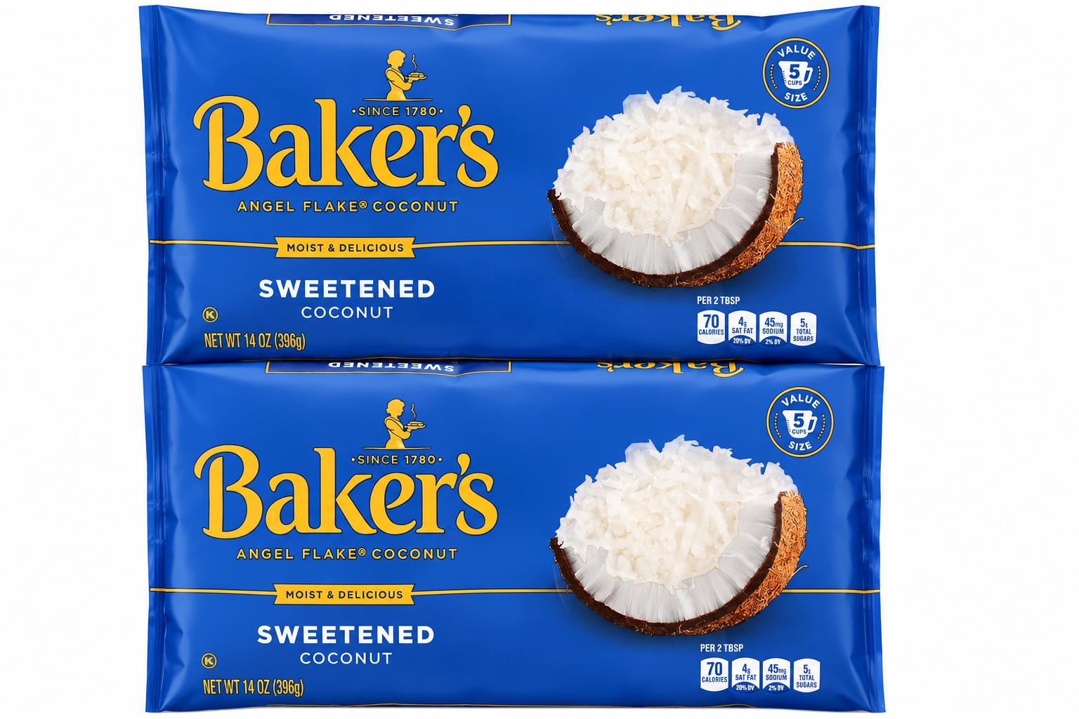 Baker’s Angel Flake Sweetened Coconut, 14 oz Bags (2-Pack) - Baker's