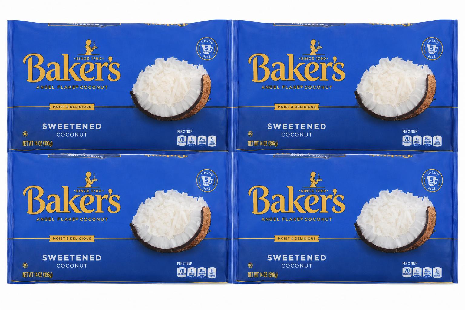 Baker’s Angel Flake Sweetened Coconut, 14 oz Bags (4-Pack) - Baker's