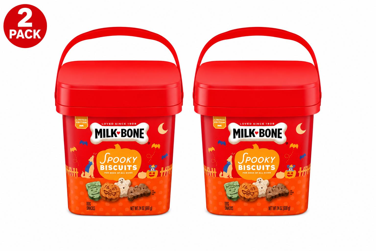 Milkbone Spooky Biscuits Dog Treat Pail, 24 oz, 2 Pack
