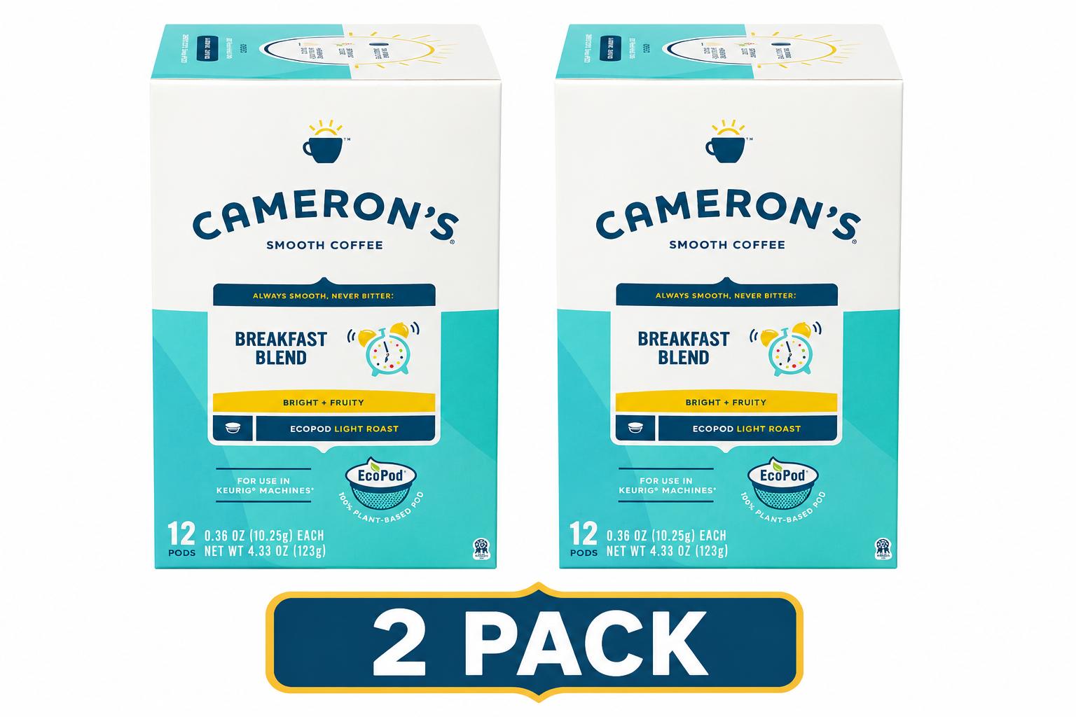 Cameron’s Breakfast Blend Coffee Pods, Two 12-Count Boxes