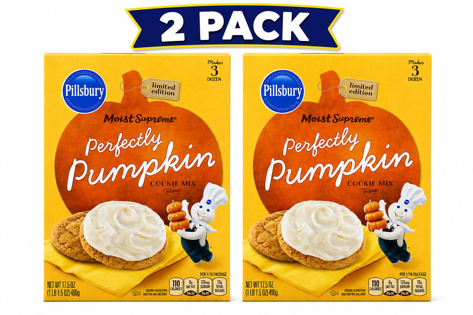 Pillsbury Perfectly Pumpkin Cookie Mix, 17.5 oz, 2 Pack