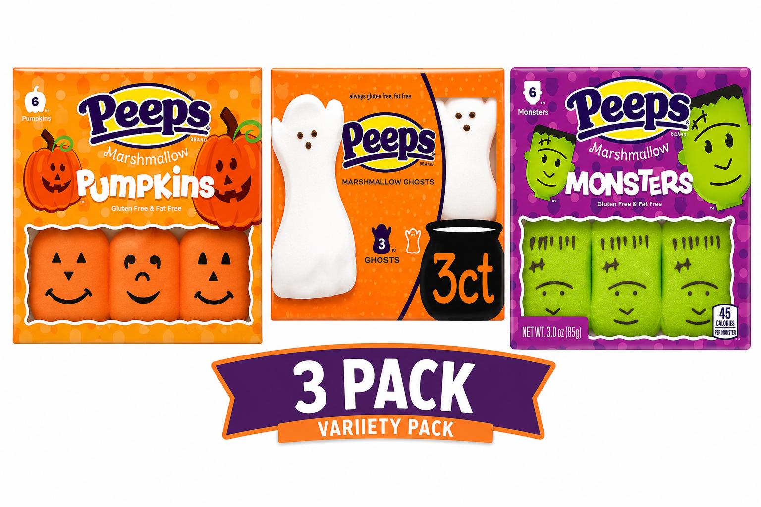 PEEPS Halloween Marshmallow Variety Pack, 3 Pack