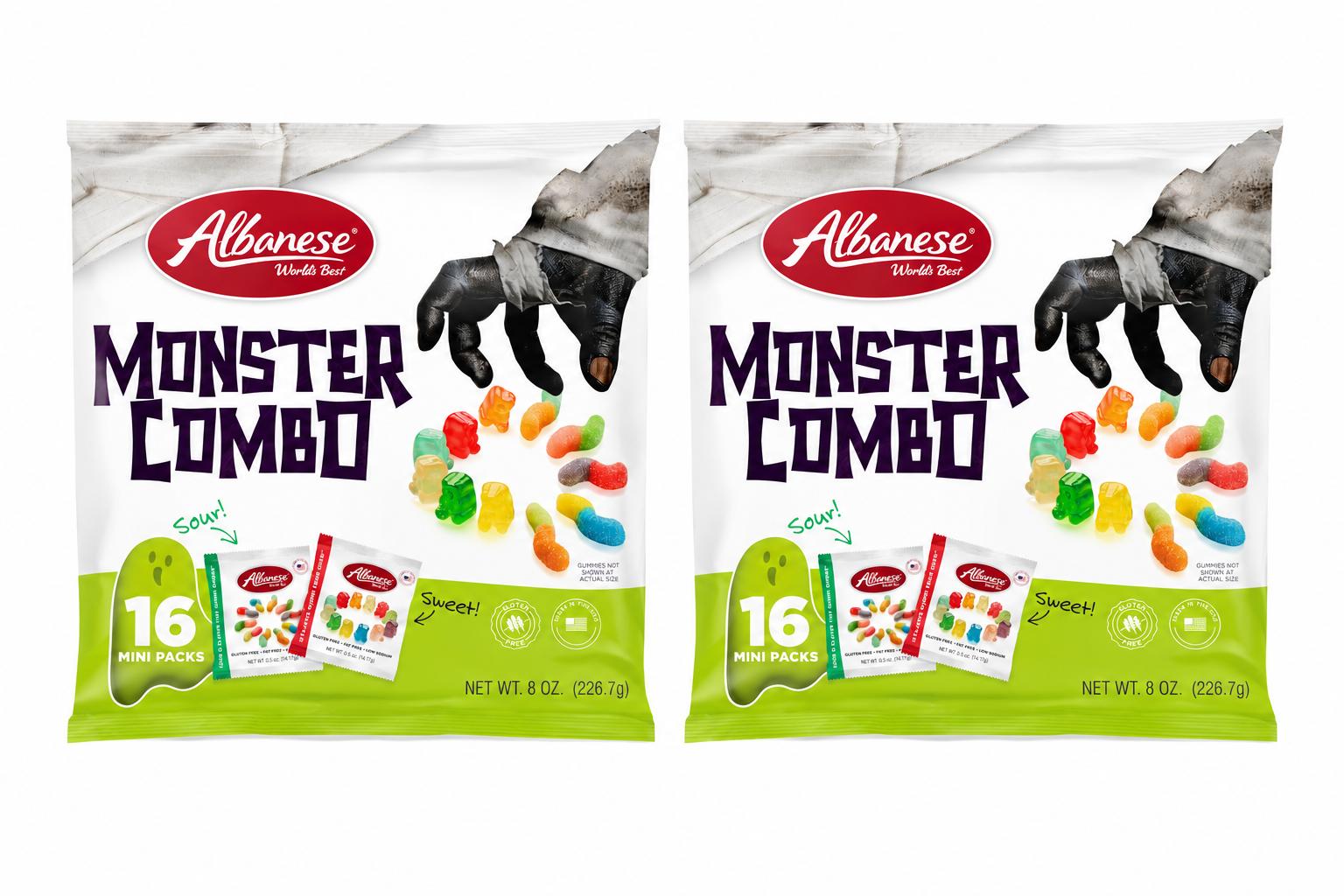 Albanese Sweet & Sour Monster Combo Gummies, 16 Count, 2 Pack