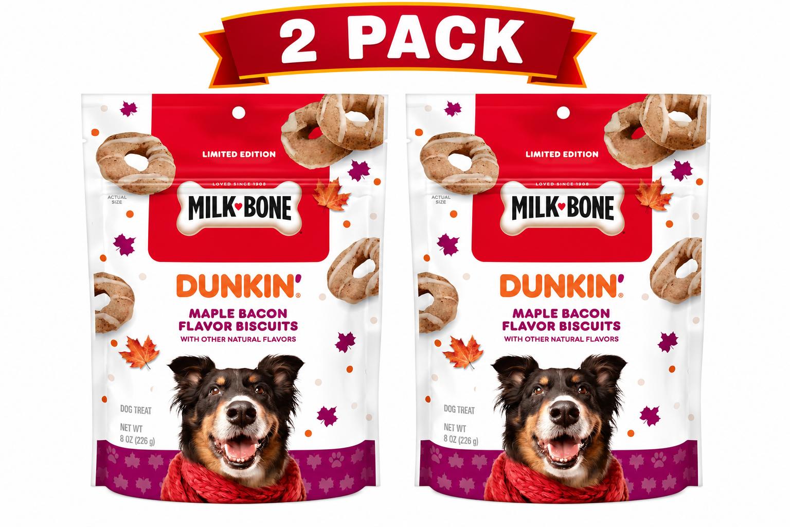 Milk-Bone Dunkin’ Maple Bacon Dog Biscuits, 8 oz, 2 Pack