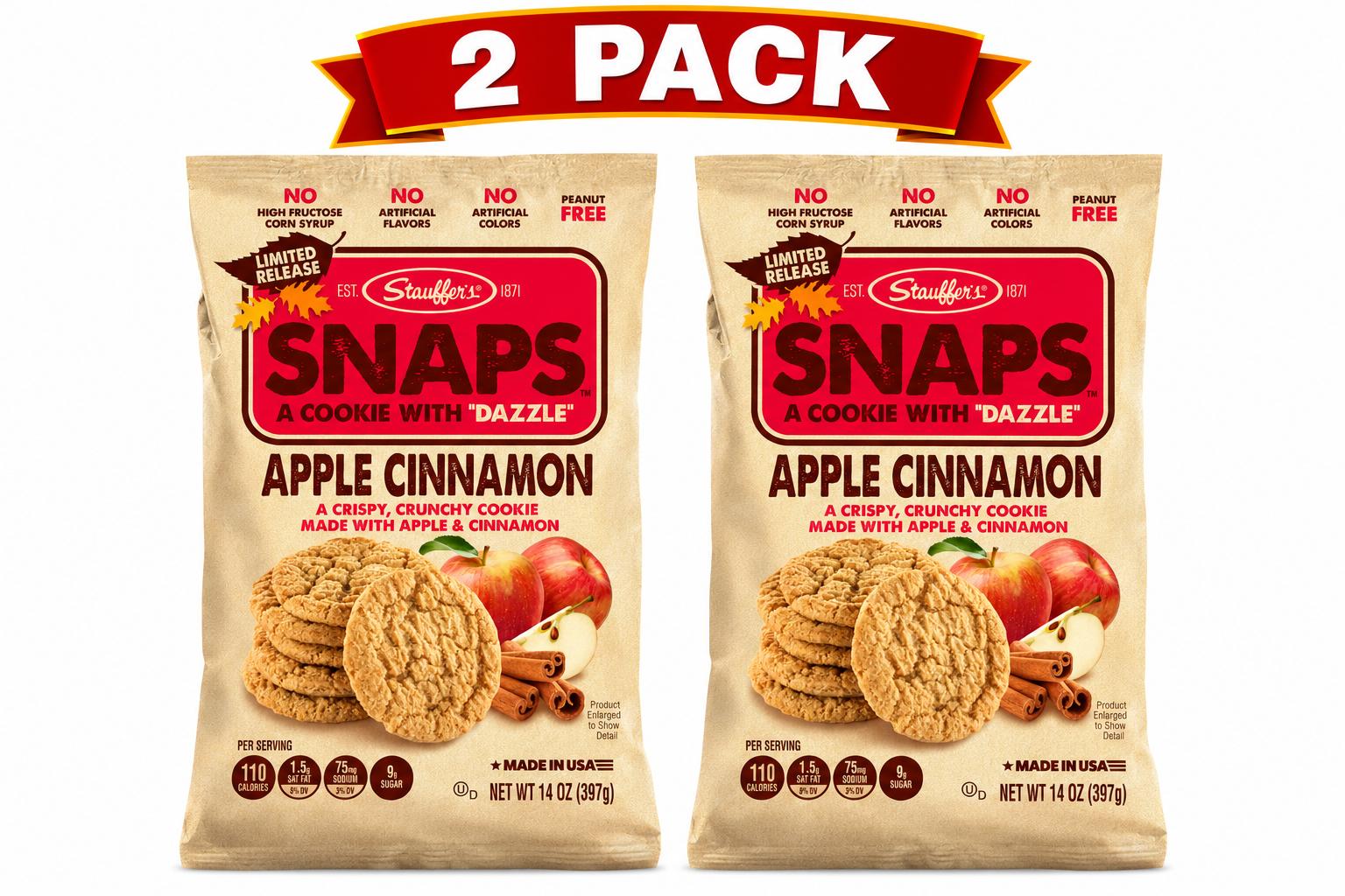 Stauffer’s Apple Cinnamon SNAPS Cookies, 14 oz, 2 Pack