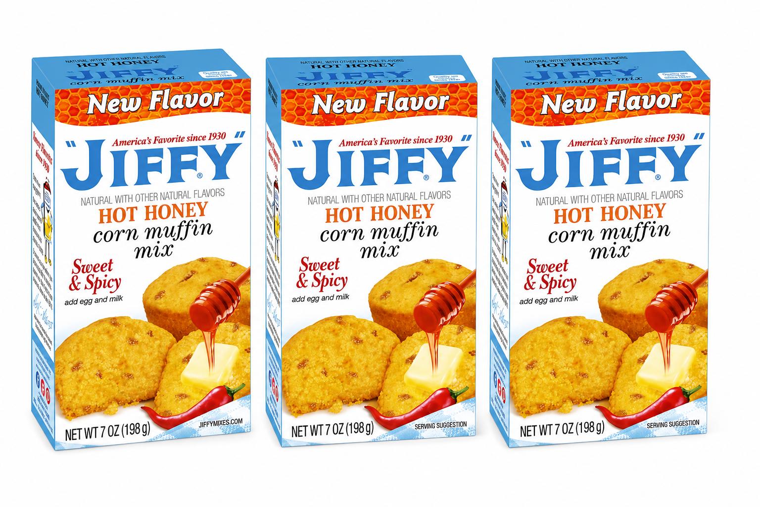 JIFFY HOT HONEY CORN MUFFIN MIX, 7OZ (3 PACK)