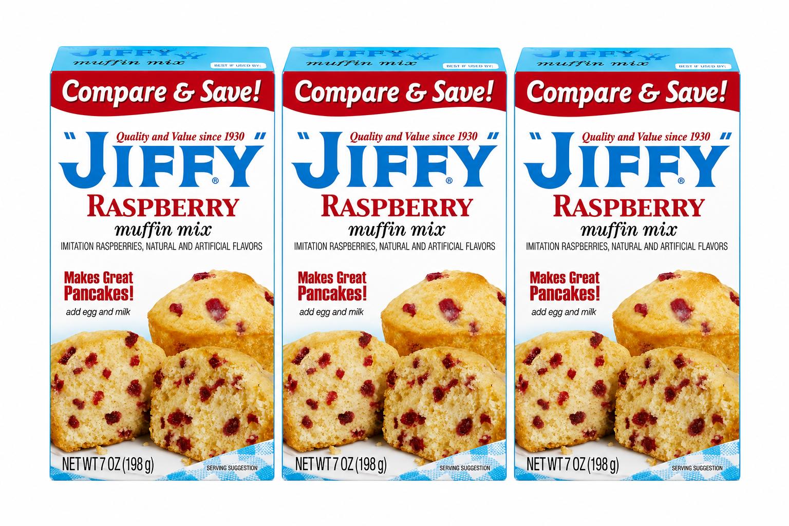 JIFFY BREAD Raspberry MUFFIN MIX, 7OZ (3 PACK)