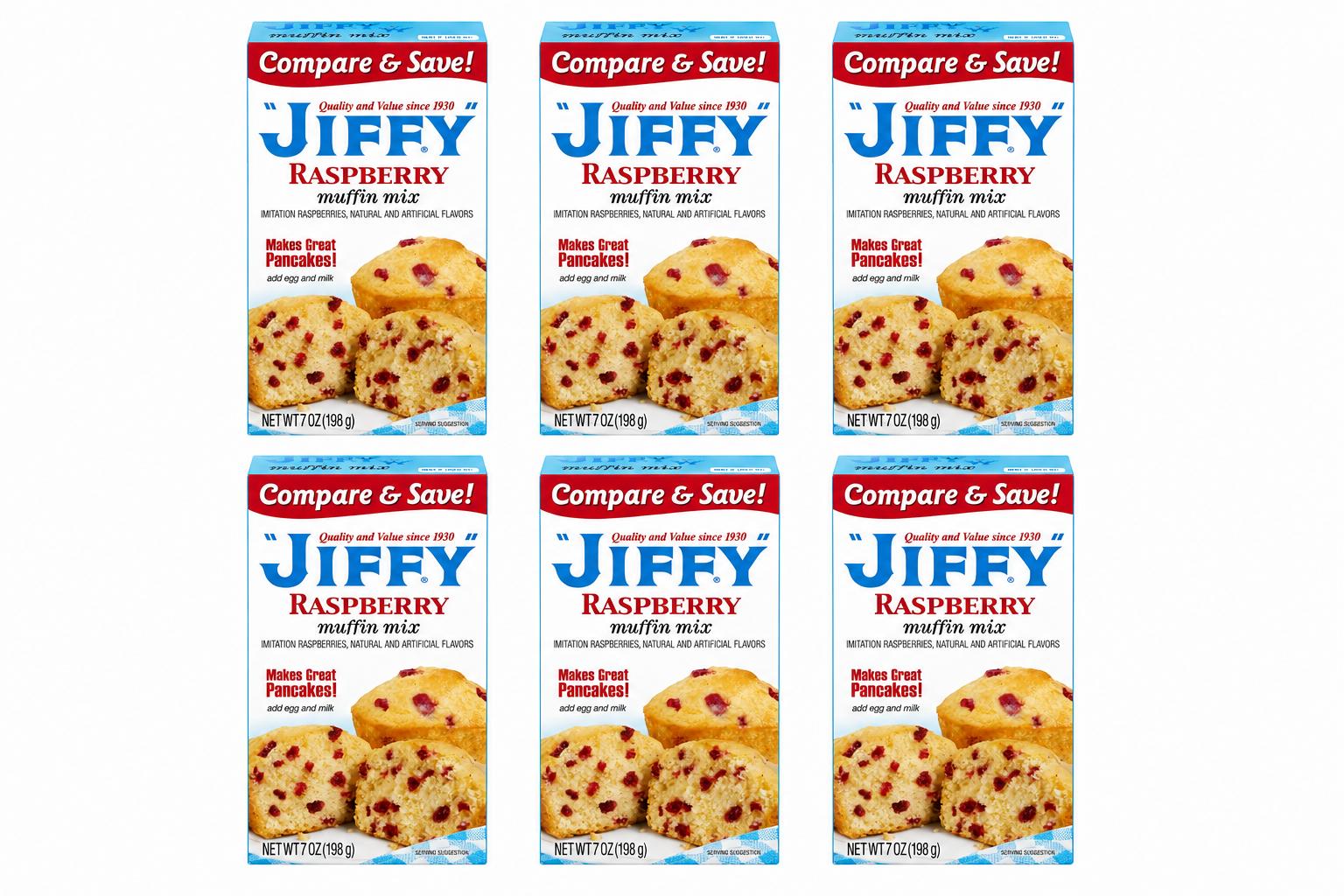JIFFY BREAD Raspberry MUFFIN MIX, 7OZ (6 PACK)