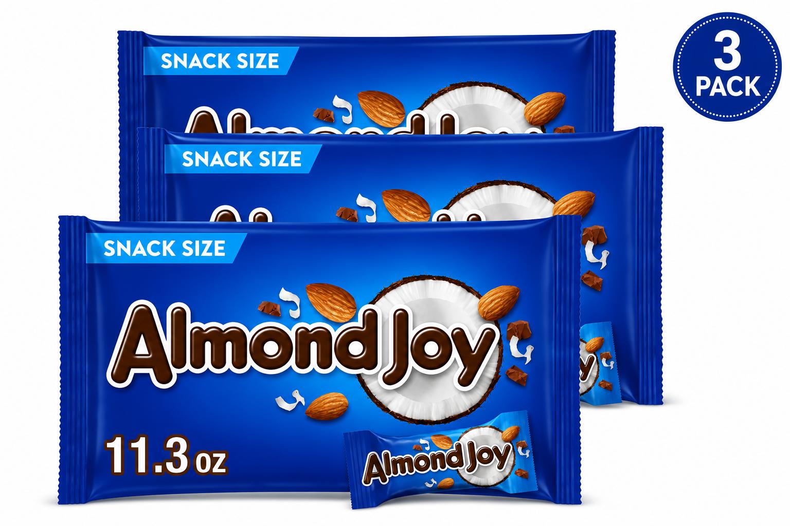 ALMOND JOY Coconut & Almond Chocolate Snack Size Candy, 11.3 oz, 3 Pack