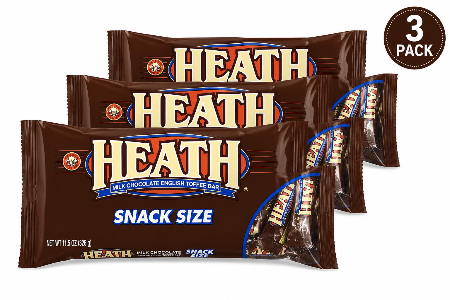 HEATH Milk Chocolate English Toffee Snack Size Bars, 11.5 oz, 3 Pack