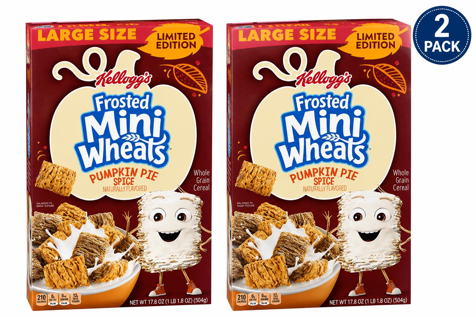 Kellogg’s Frosted Mini-Wheats Pumpkin Spice Cereal, 17.8 oz, 2 Pack