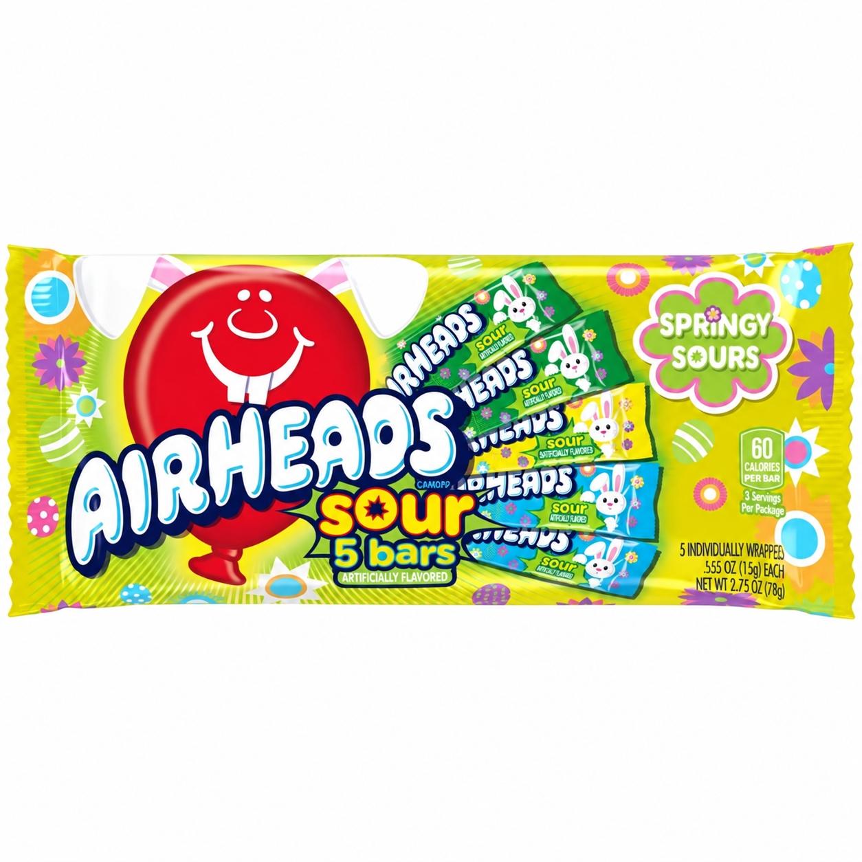 Airheads Springy Sour Bars, 2.75 oz Pouches, 5 Pack