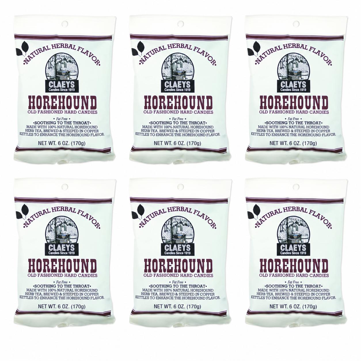 Claeys Horehound Drops Hard Candy, 6 oz, 6 Pack