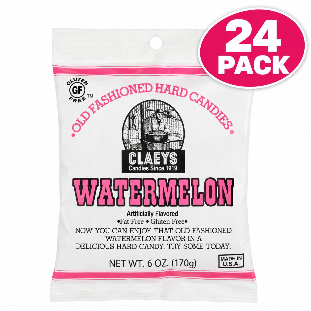 Claeys Watermelon Drops Hard Candy, 6 oz, 24 Pack