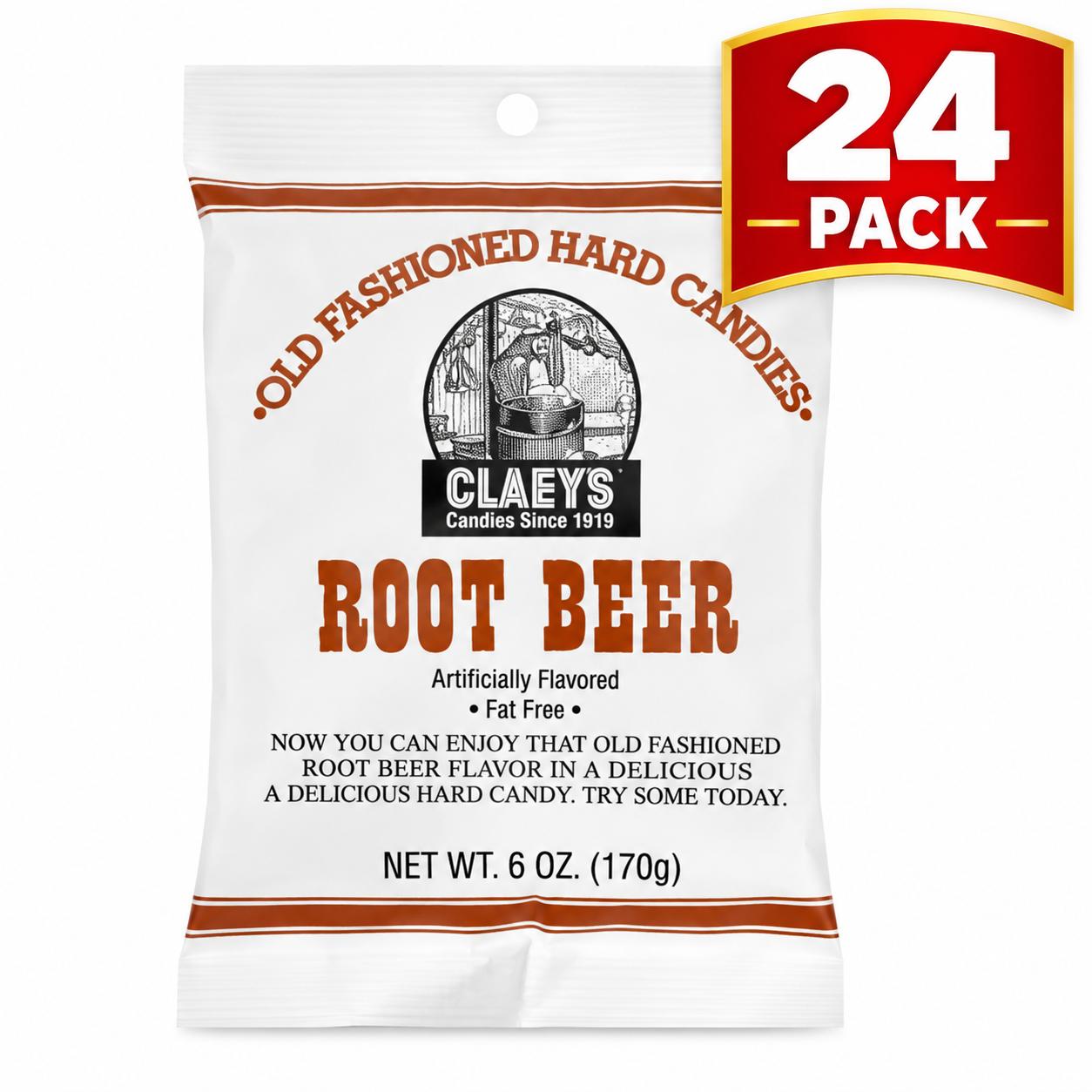 Claeys Root Beer Hard Candy, 6 oz, 24 Pack