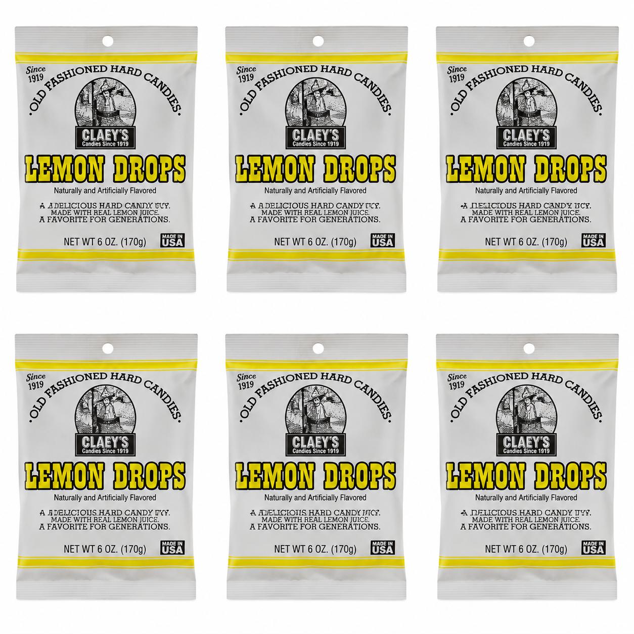 Claeys Lemon Drops Hard Candy, 6 oz, 6 Pack