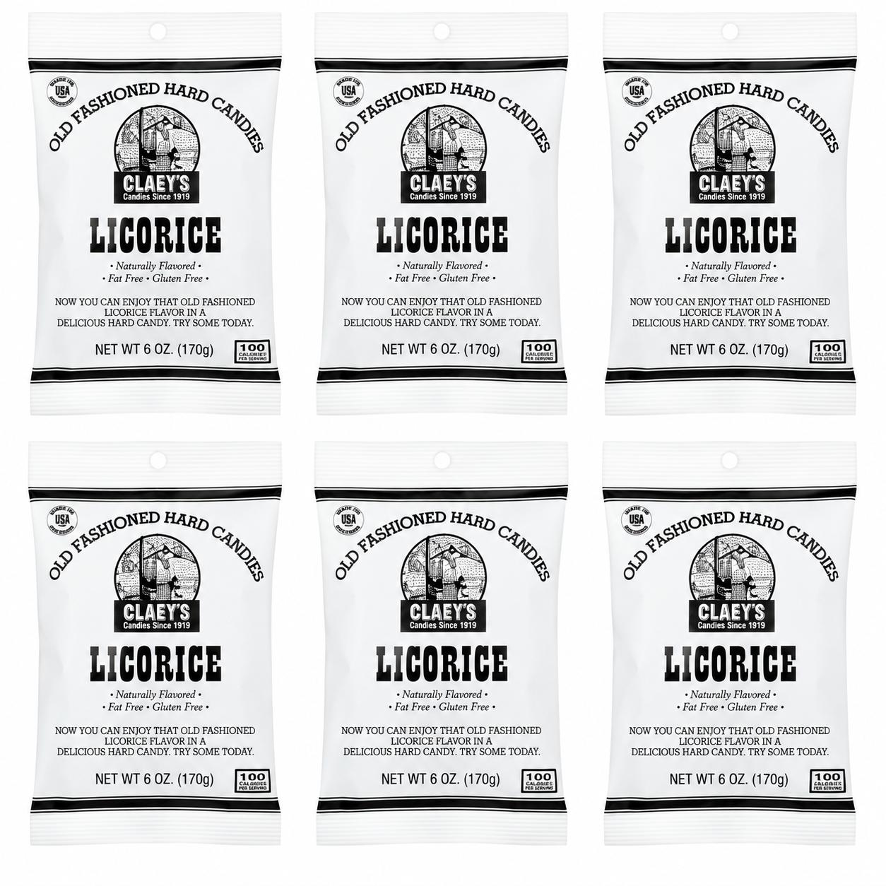 Claeys Sanded Licorice Drops, 6 oz, 6 Pack