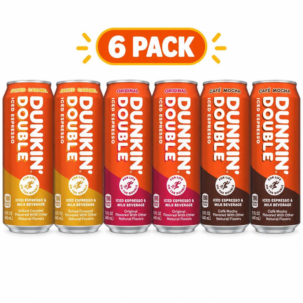 Dunkin' Double 15 oz 6pk: Original, Mocha, Salted Caramel