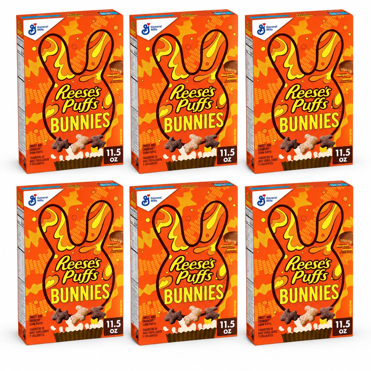 Reese's Puffs Bunnies Chocolate Peanut Butter 11.5 oz 6 Pack