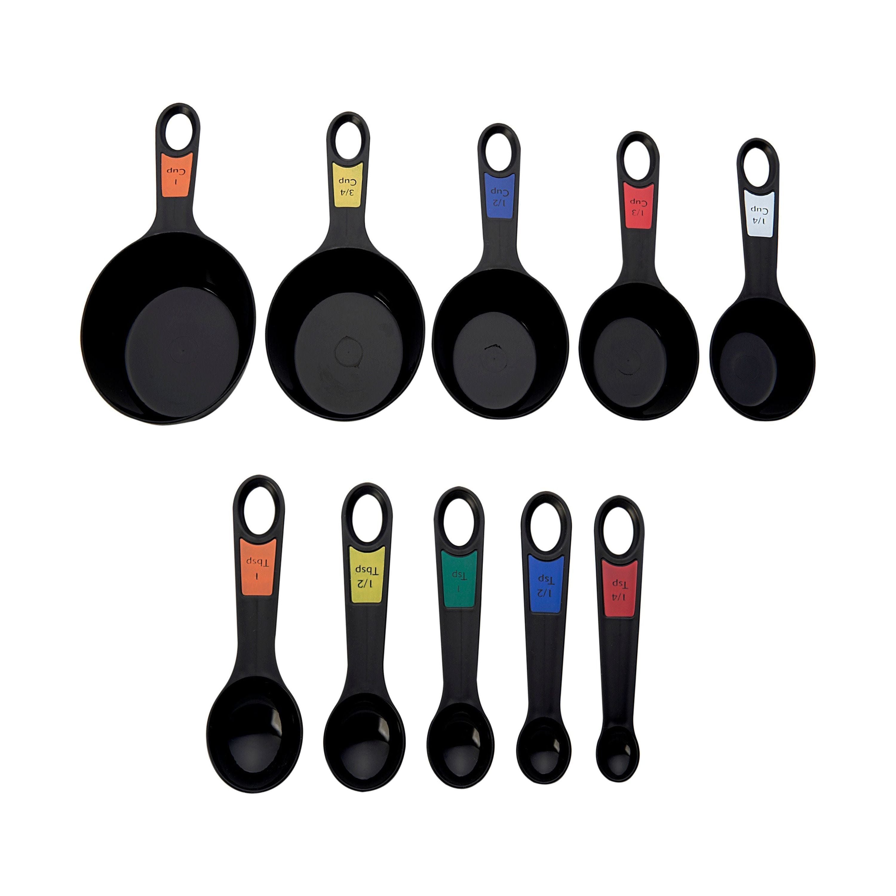 Farberware Professional 10 Piece Plastic Measuring Cup and Spoon Set Black - Farberware
