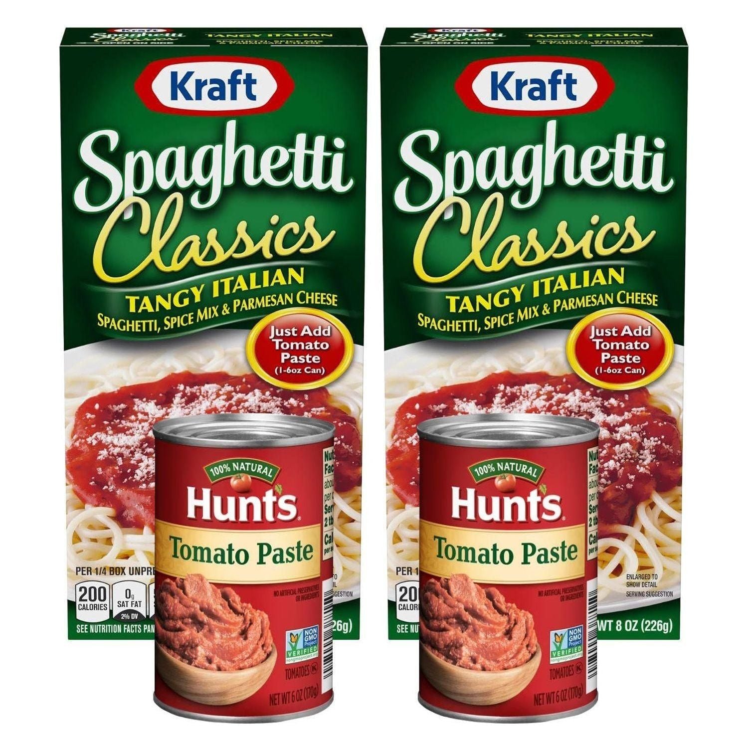 Kraft Classics Tangy Italian Spaghetti Meal Kit with Hunts Tomato Paste - Bundle of 2 (8oz & 6oz) - Kraft