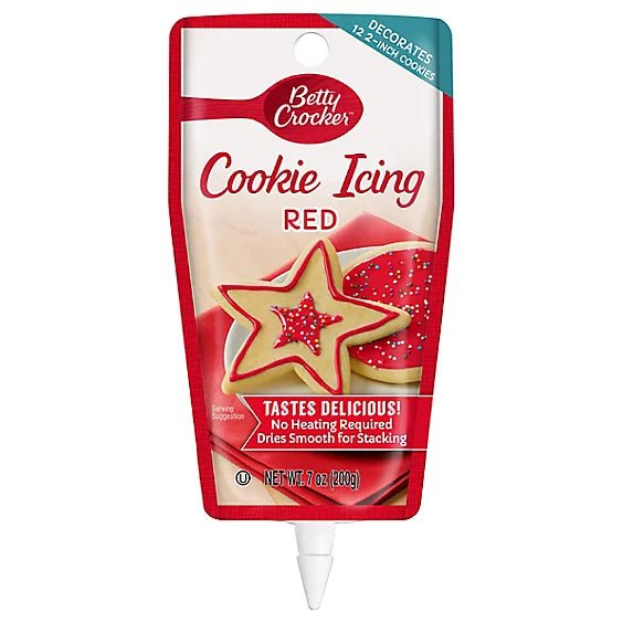 Betty Crocker Red Cookie Decorating Icing, Vanilla Flavor, 7 Ounce Pouch - Betty Crocker