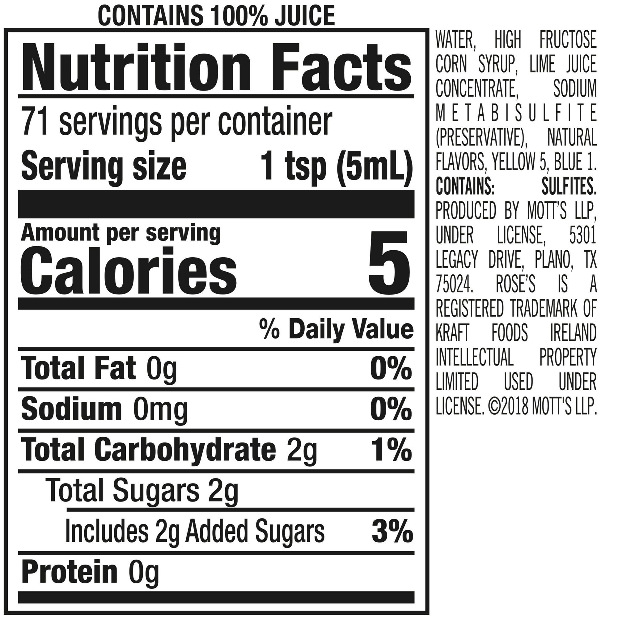 Rose's Sweetened Lime Juice From Concentrate Plastic Bottle, 12 Fl Oz, 6 Pack