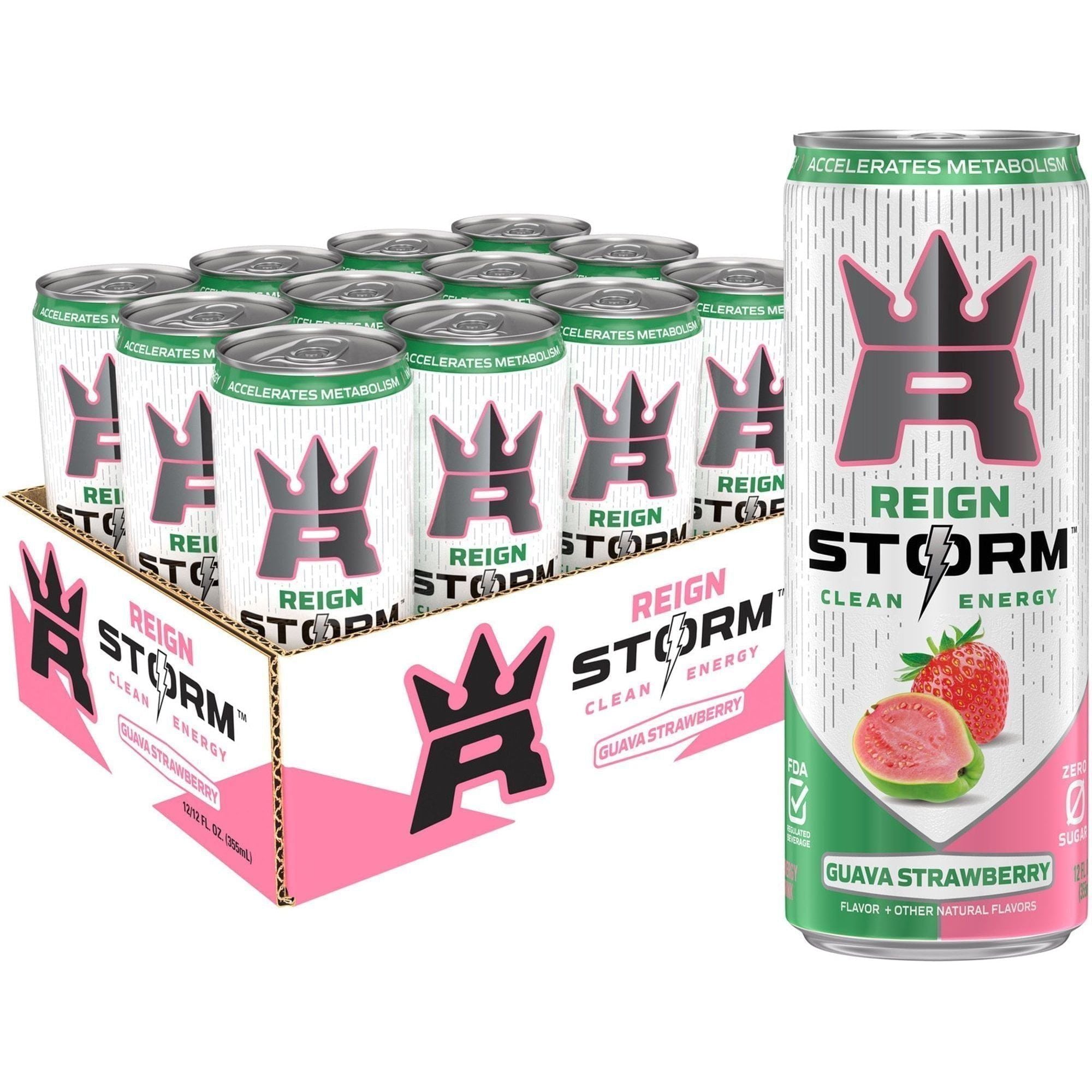 REIGN Guava Strawberry Energy Boost, 12 Oz Can - Reign