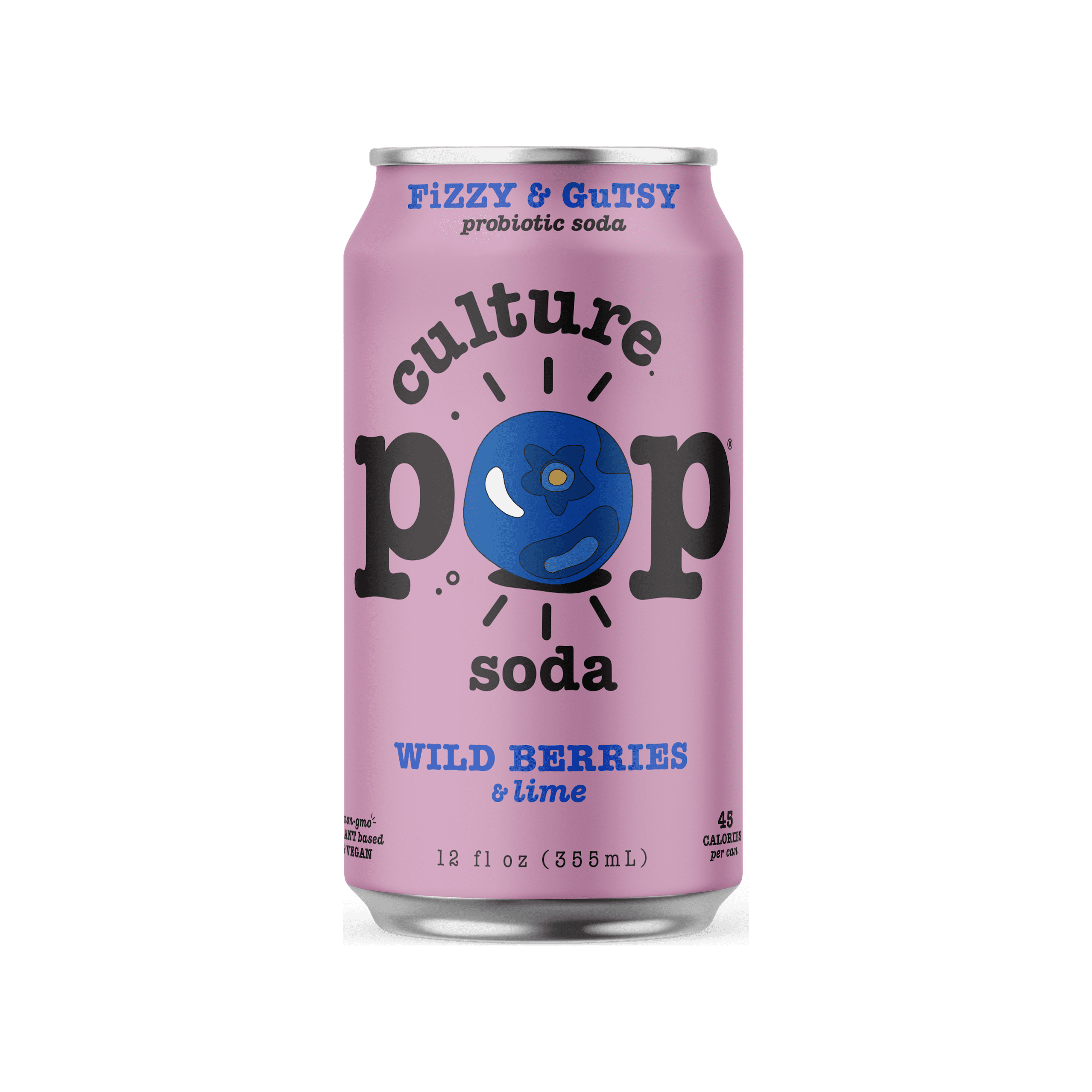 Wild Berries Sparkling Probiotic Soda by Culture Pop, 12 oz Can - Culture Pop