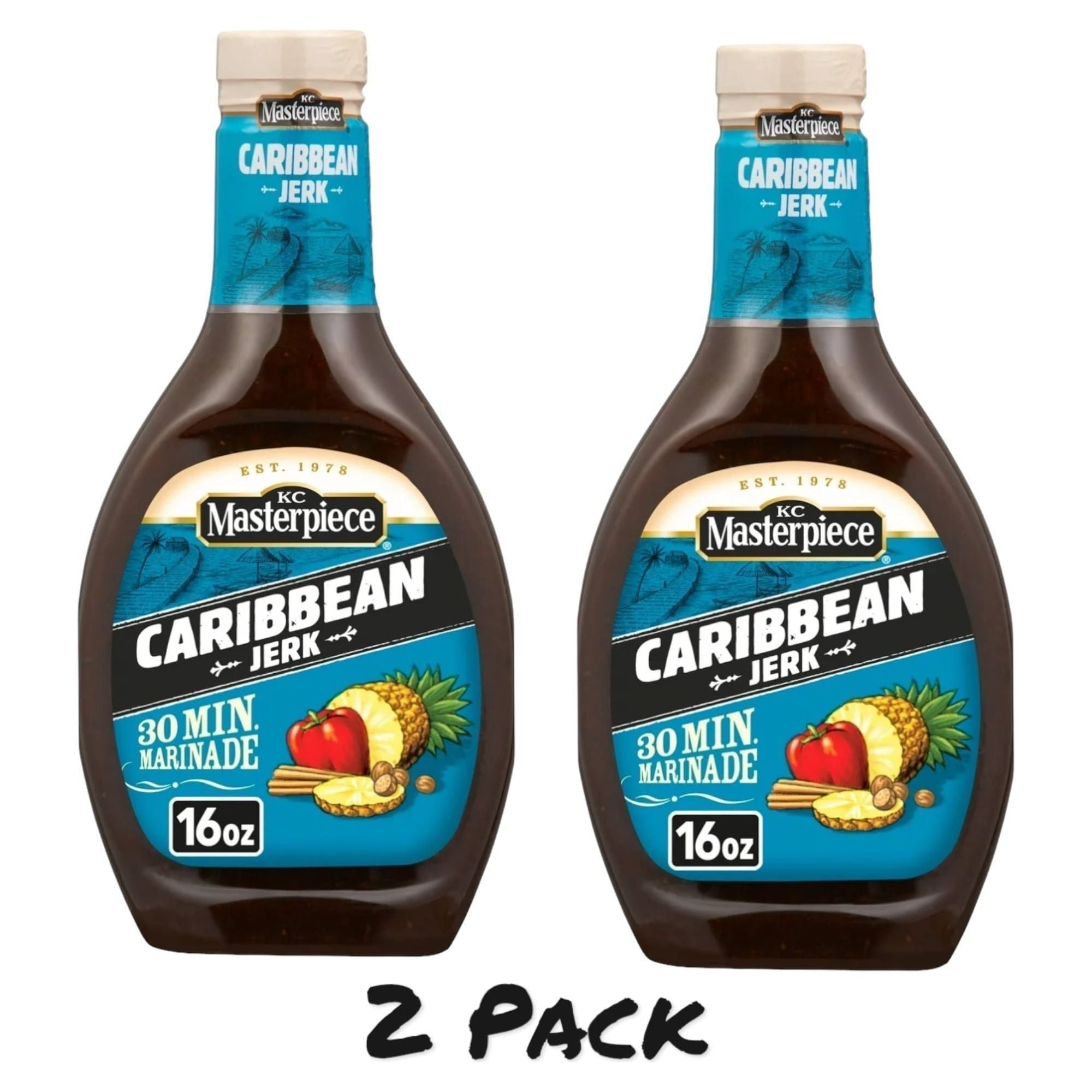 KC Masterpiece Caribbean Jerk Marinade Duo - 16 Ounce Bottles - KC Masterpiece