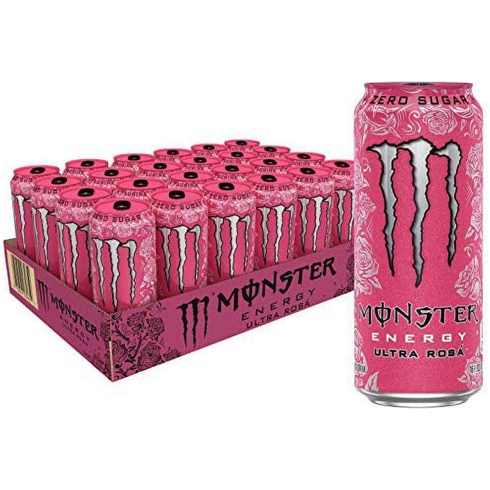 Monster Energy Ultra Rosa, Zero Sugar Energy Drink, 16 oz Cans - Bulk 24 Pack - Monster Energy