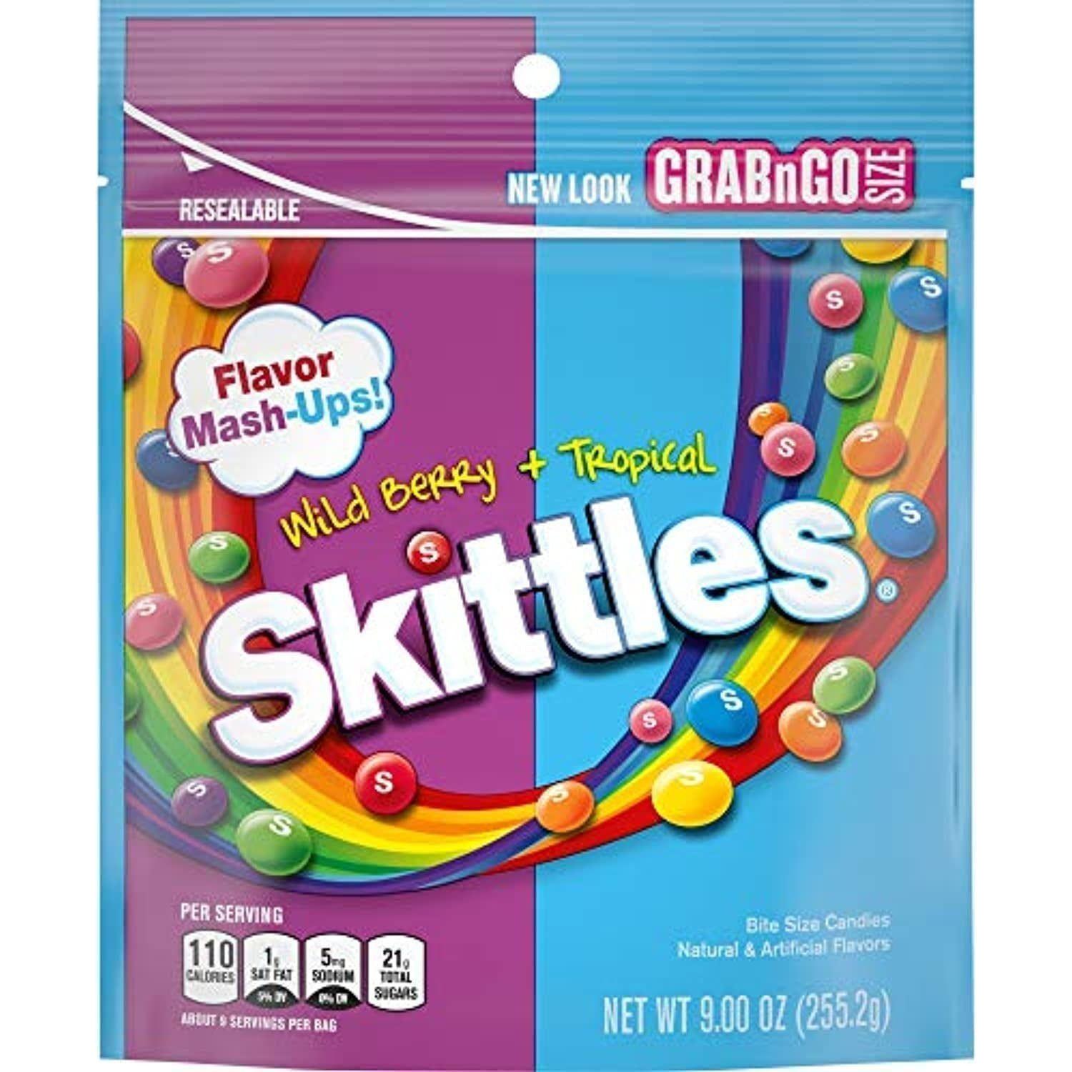Skittles Flavor Mash-Ups Wild Berry And Tropical Candy, 9 Ounce (8 Bags) (Pack Of 8) - Skittles