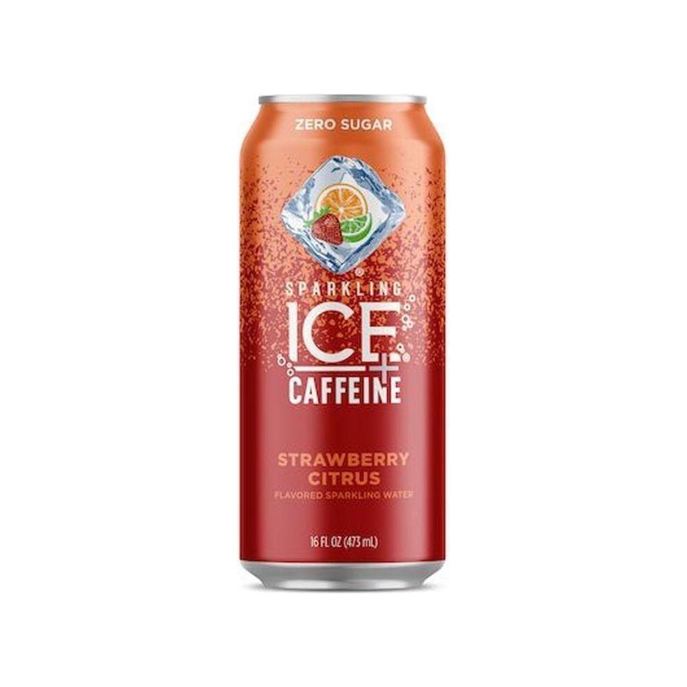 Strawberry Citrus Sparkling Water with Caffeine - 16oz Can, 12-Pack - Sparkling Ice