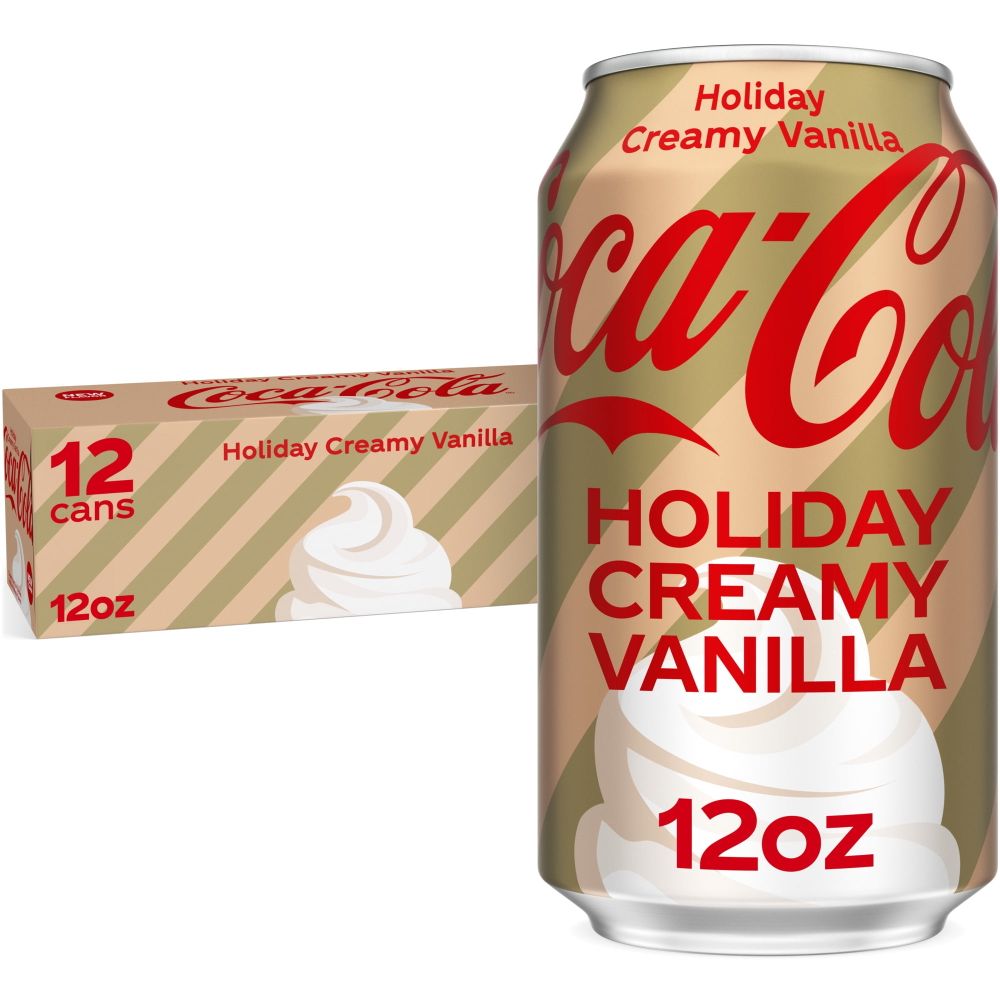 Coca-Cola Holiday Creamy Vanilla Soda, 12 fl oz Cans, 12 Pack - Coca-Cola