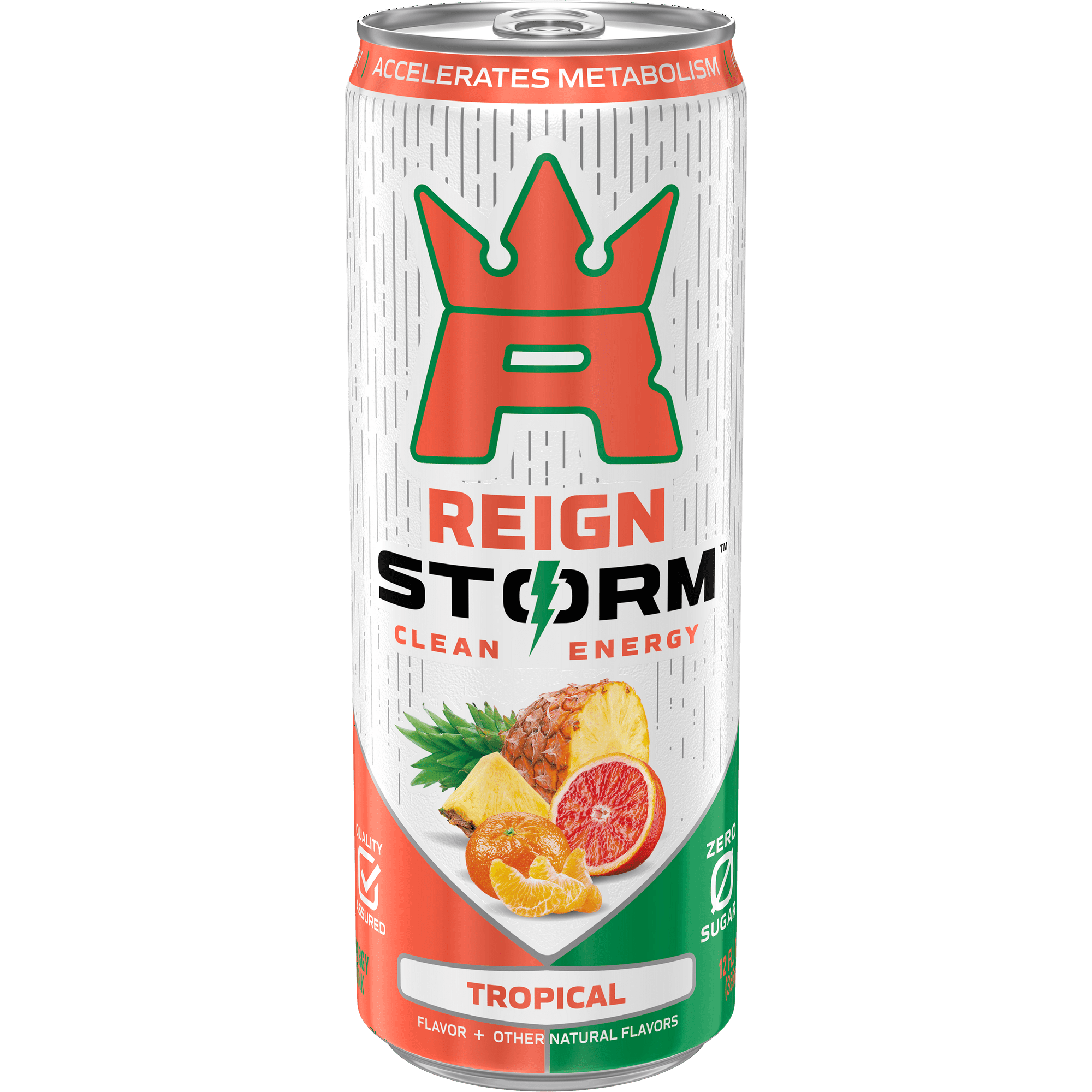 REIGN Storm Tropical Zero Sugar Energy Drink, 12 fl oz Cans, 12 Pack - REIGN