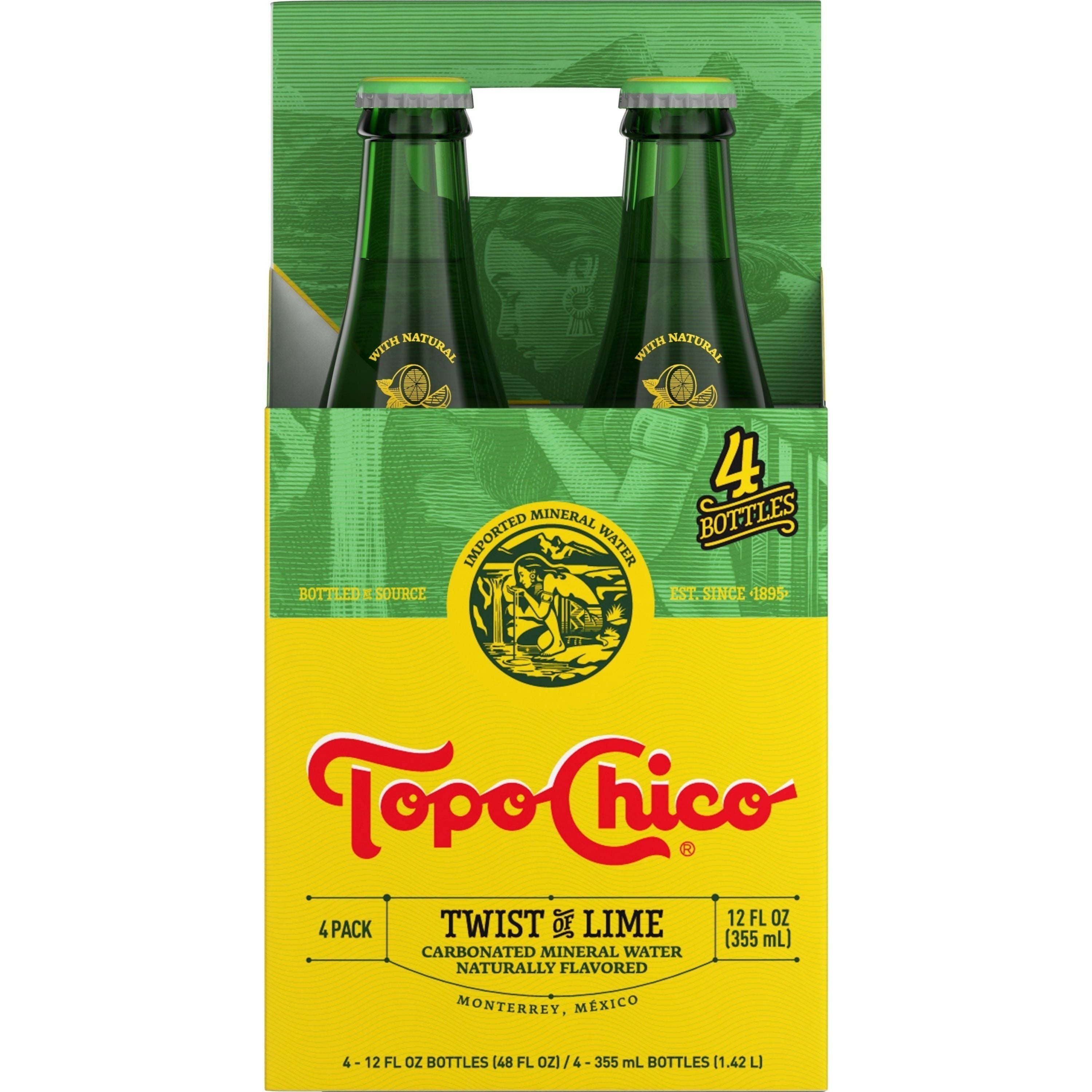 Topo Chico Lime Sparkling Water, 12 oz - Set of 4 Bottles - Topo Chico