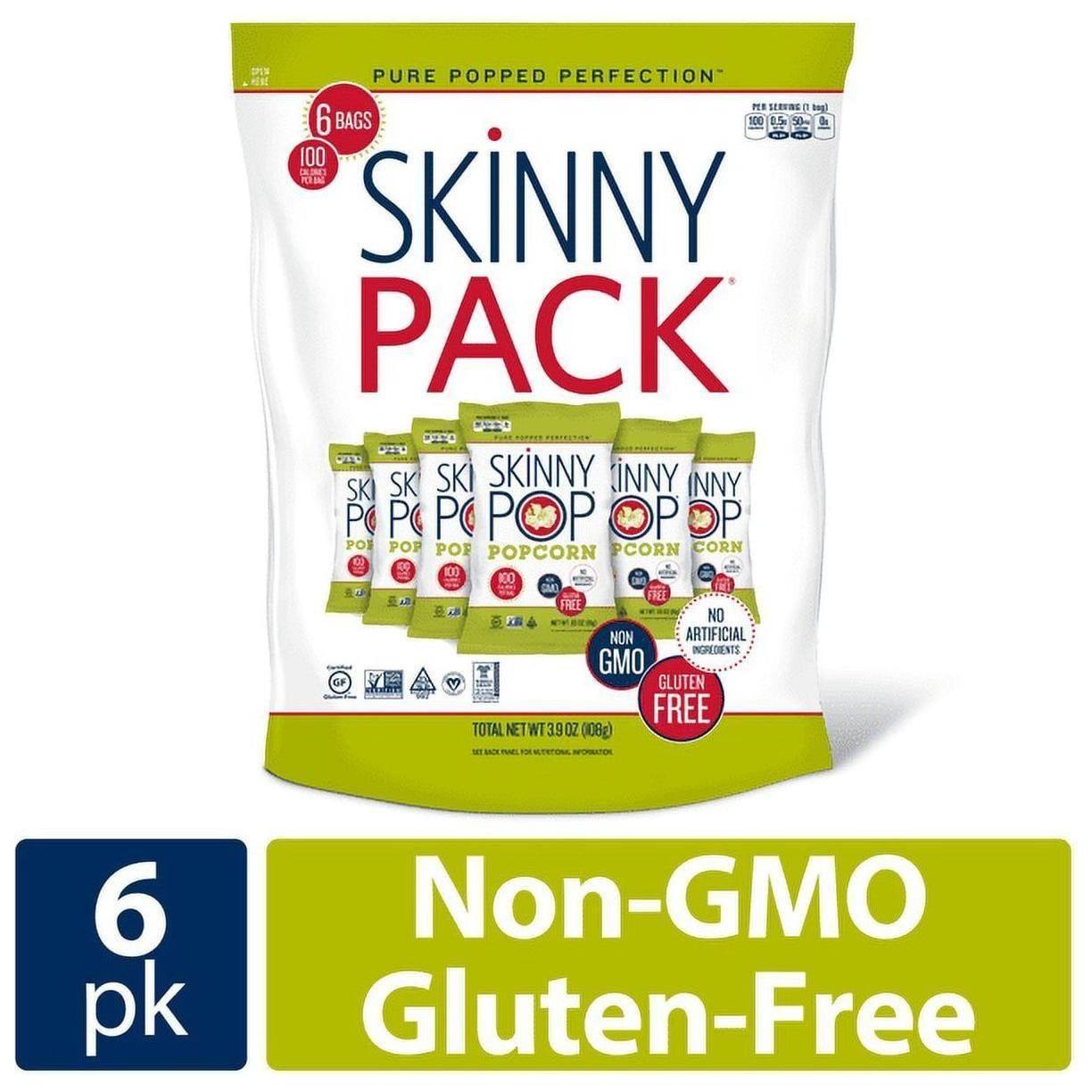 SkinnyPop Original Popcorn, Skinny Pack, Gluten-Free, 0.65 oz Bags, 6 Ct - Skinny Pop