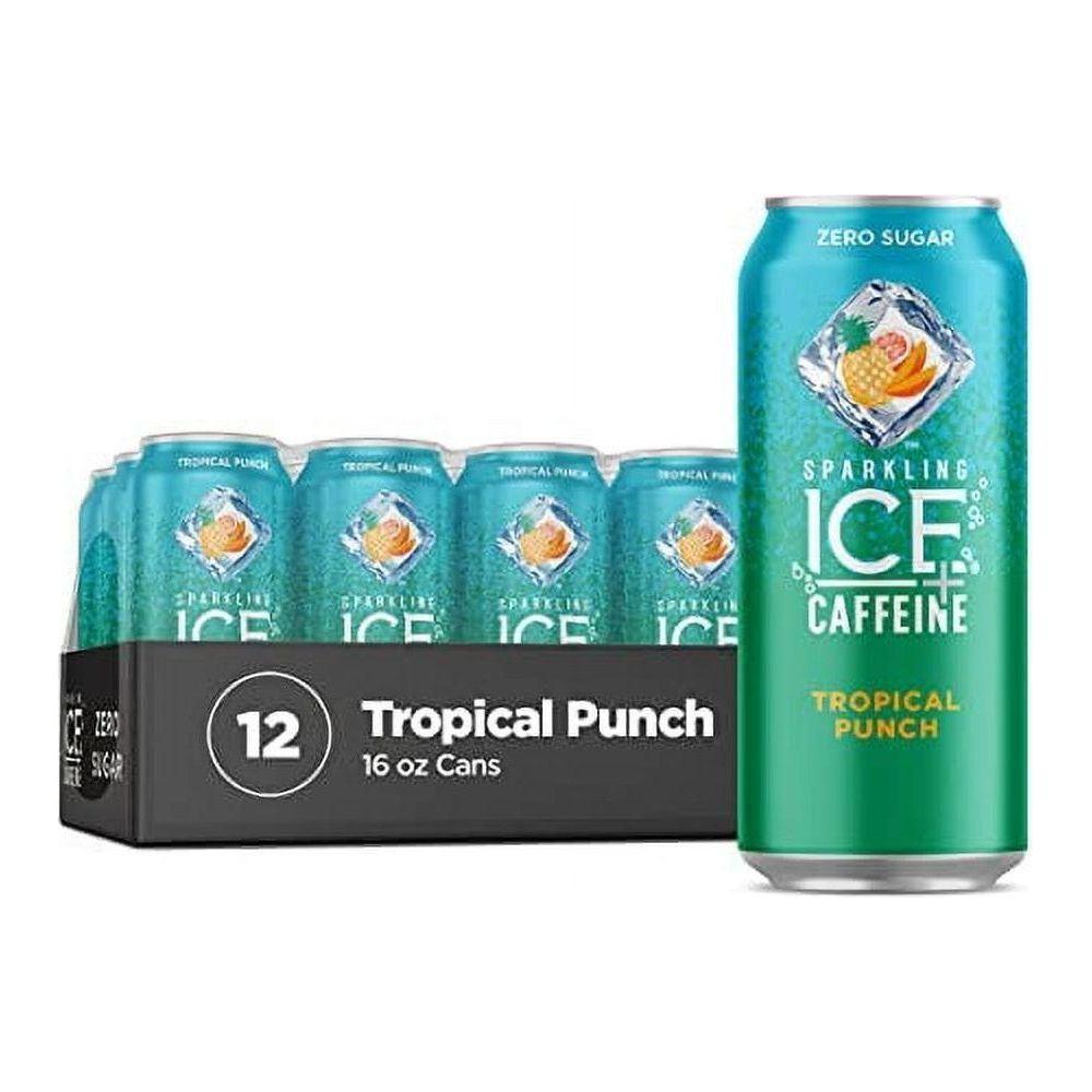 Tropical Punch Sparkling Caffeine-Infused Water - 12 Pack of 16 fl oz Cans - Sparkling Ice