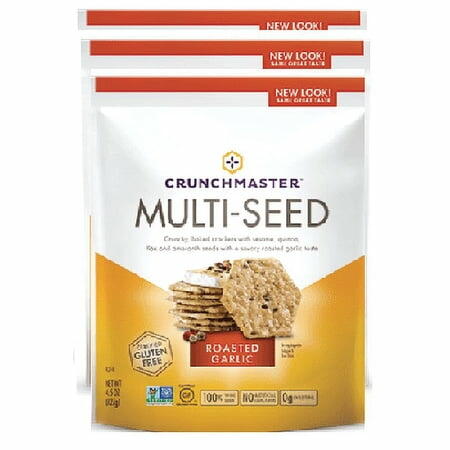 Crunchmaster Multi-Seed Crackers  Roasted Garlic  4 oz. pack of 3 - Crunchmaster