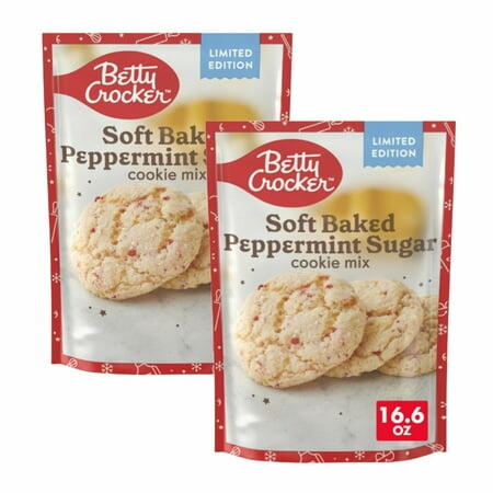 Betty Crocker Soft Baked Peppermint Sugar Cookie Mix, 16.6 oz, 2 Pack