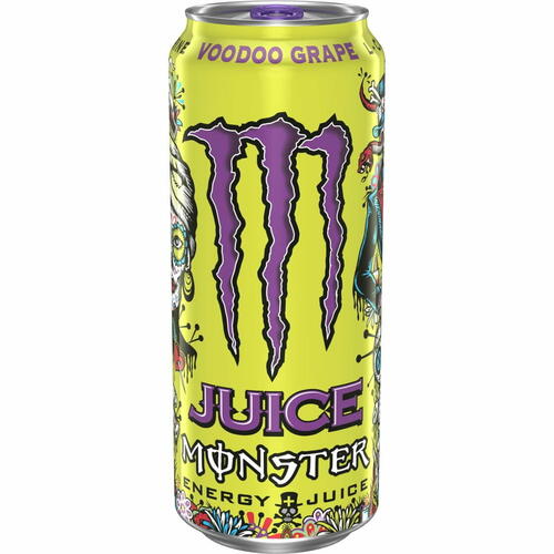 (24 PACK) Juice Monster, Voodoo Grape, Juice + Energy Drink, 16 fl oz, Can