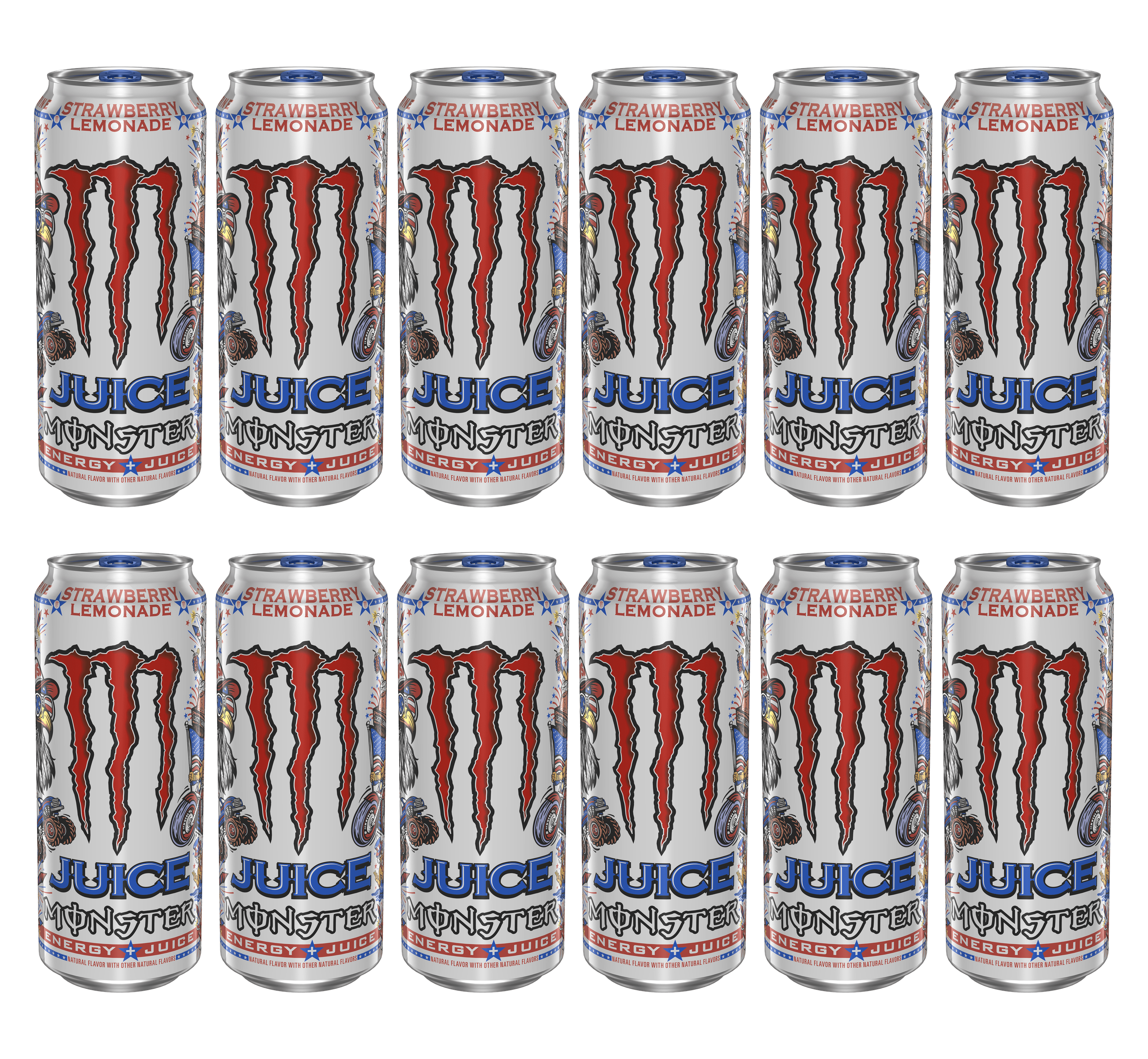 Monster Juice Strawberry Lemonade Energy Drink, 16 fl oz Cans, 12 Pack - Monster Energy