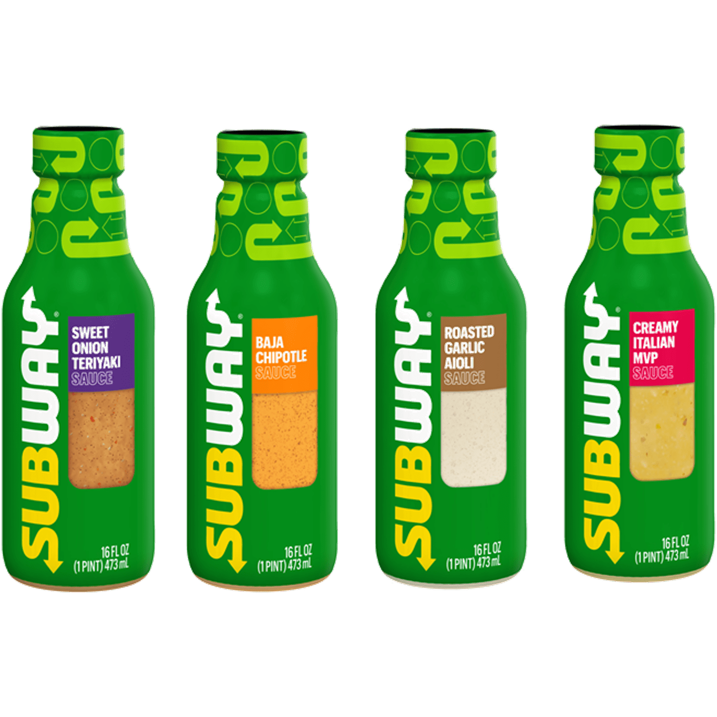 Subway Sauce Variety Pack: Sweet Onion Teriyaki, Creamy Italian, Roasted Garlic, Baja Chipotle - 4-Pack - Subway
