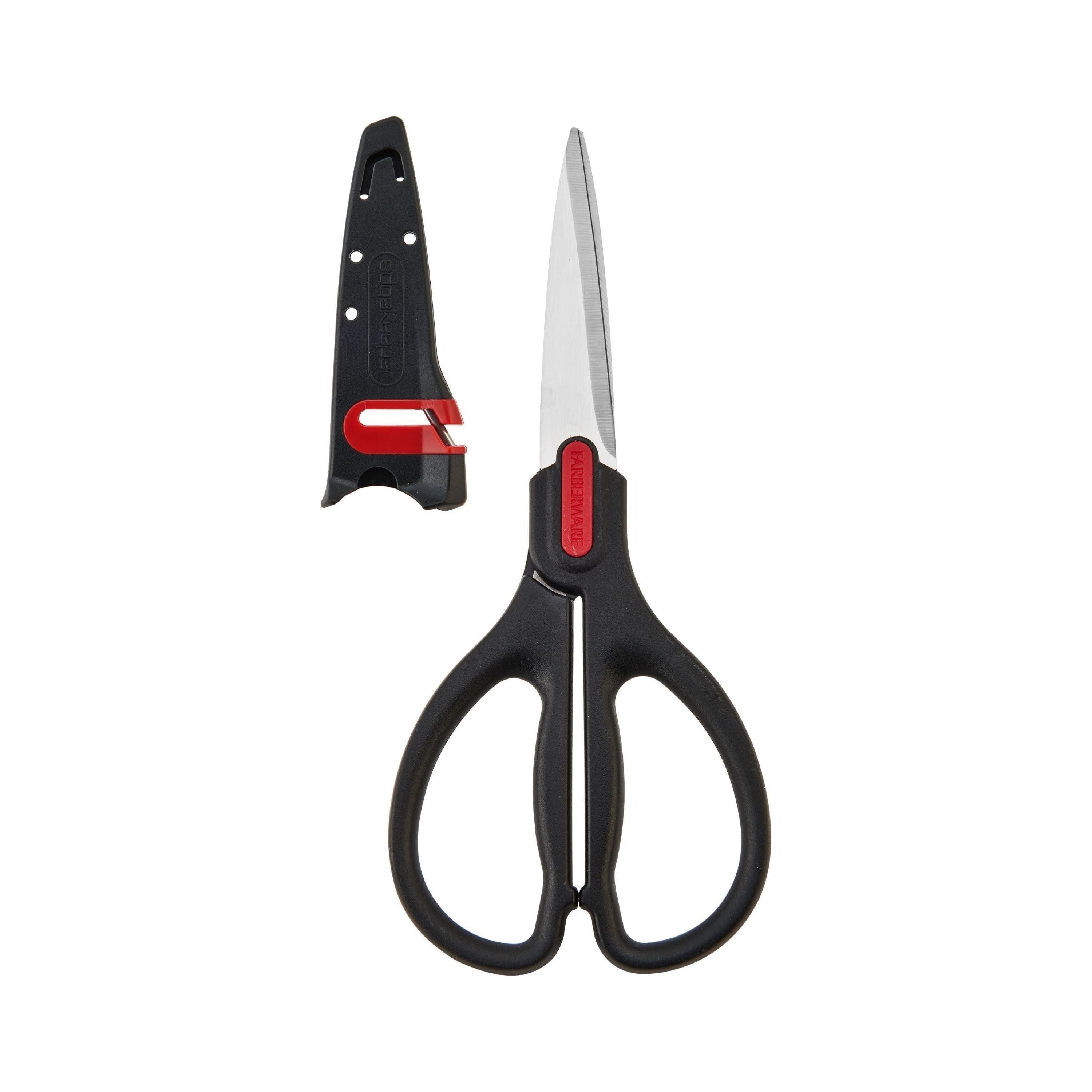 Farberware Edgekeeper Stainless Steel Shears with Black Handle Sleeve with Built-in Sharpening - Farberware