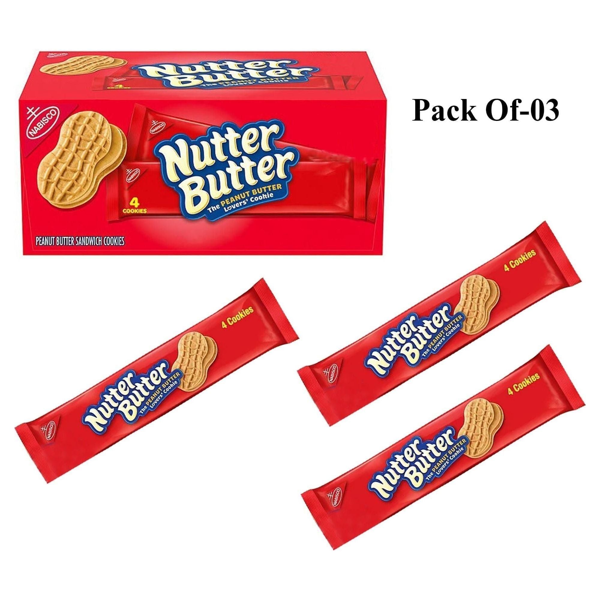 Nutter Butter Peanut Butter Sandwich Cookies - 3 Pack for On-the-Go Snacking, 1.9 oz Each - Nutter Butter
