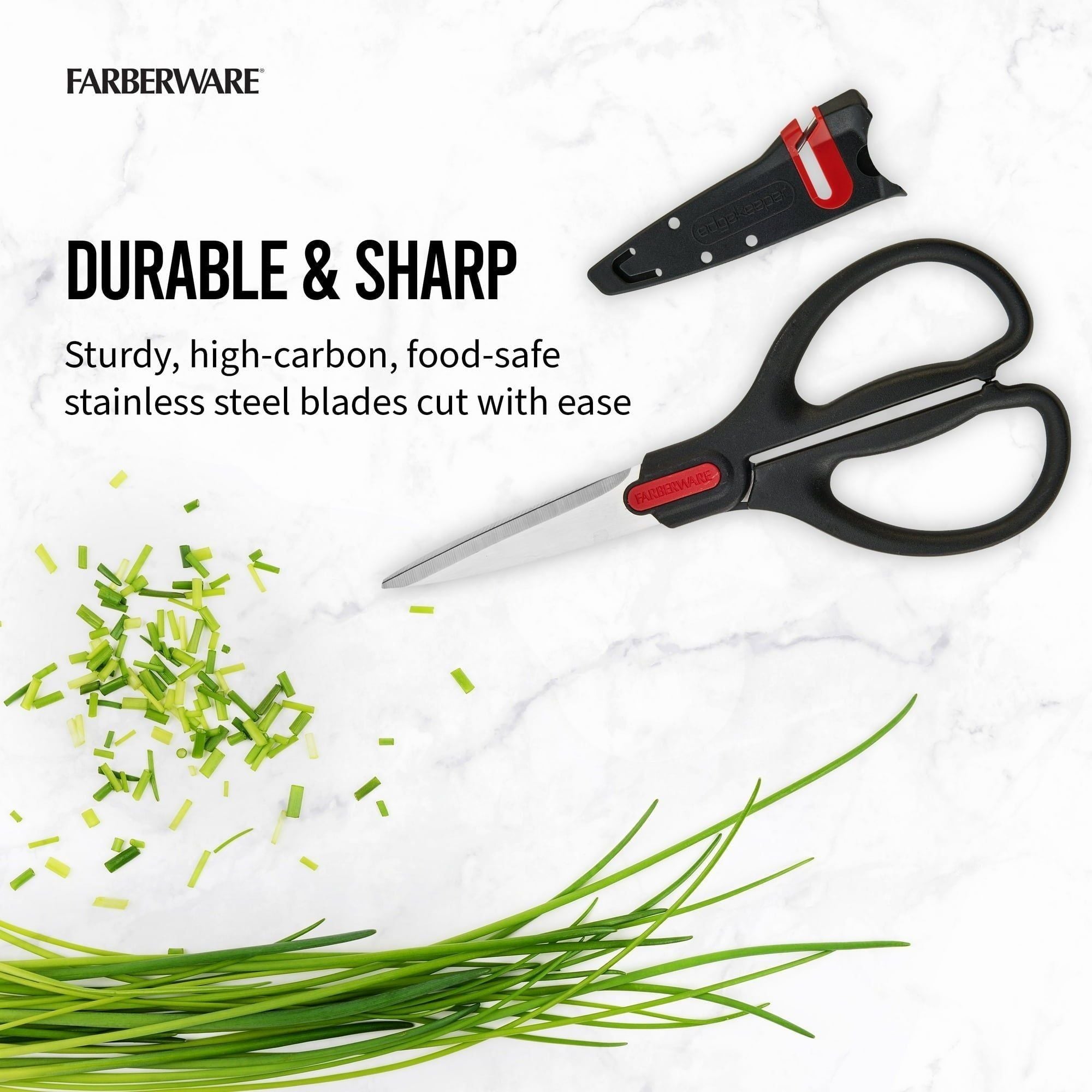 Farberware Edgekeeper Stainless Steel Shears with Black Handle Sleeve with Built-in Sharpening - Farberware