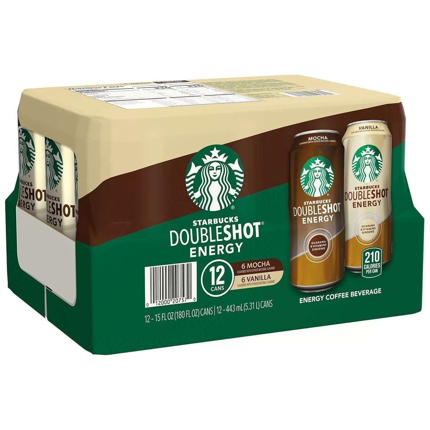 Starbucks Doubleshot Energy, Mocha and Vanilla Variety Pack, 15 Ounce (12 Pack) - Starbucks