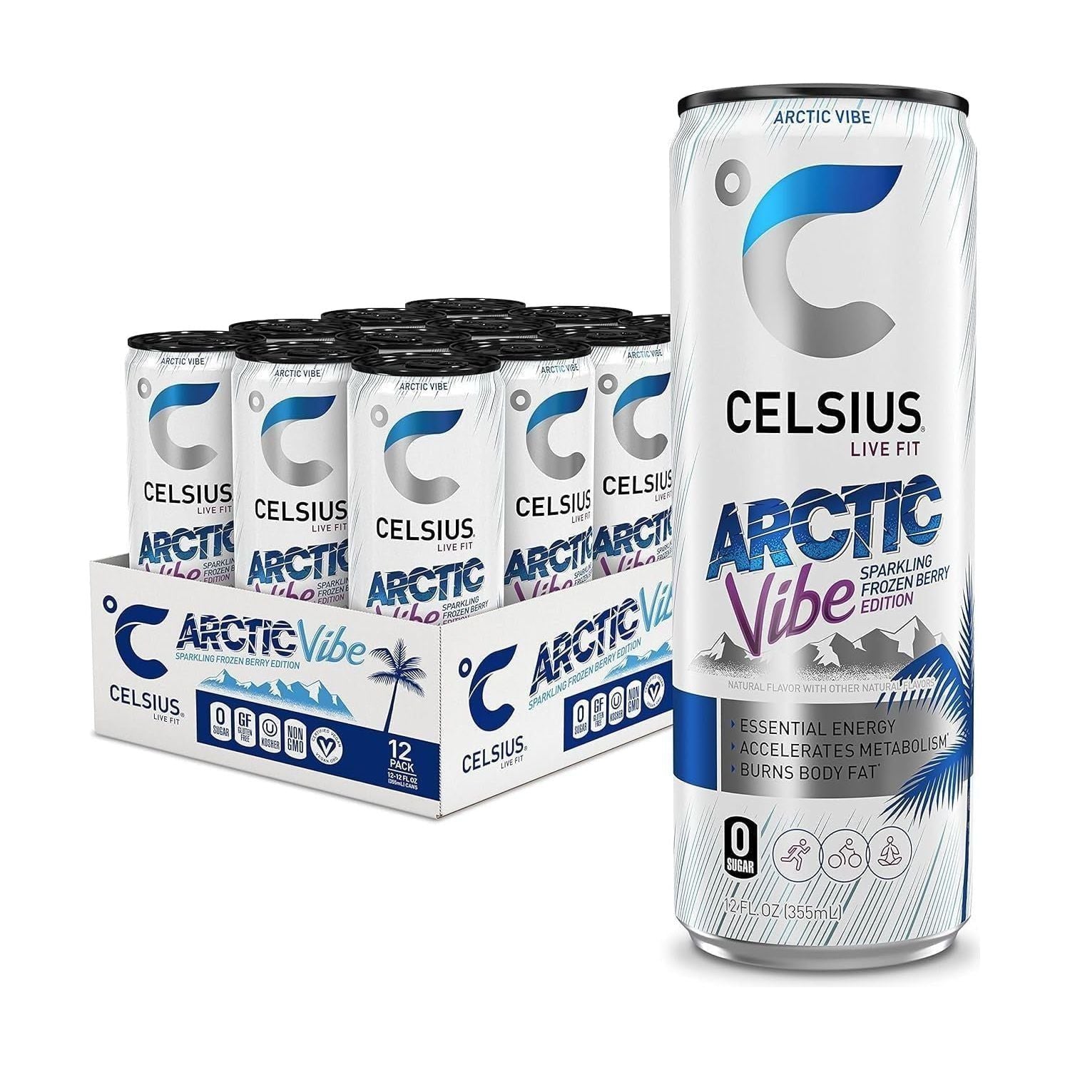 CELSIUS Frozen Berry Blast Sparkling Energy Drink, 12 oz, 12-Pack – Boost Your Energy - Celsius